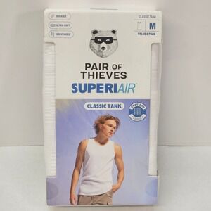 Pair of Thieves Superiair Classic Tank Top Men's M (31"-33") White 3 Pack Ribbed
